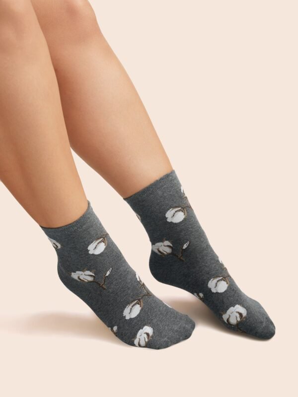 Plants Printed Three Pair Socks