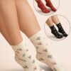 Floral Printed Three Pair Socks