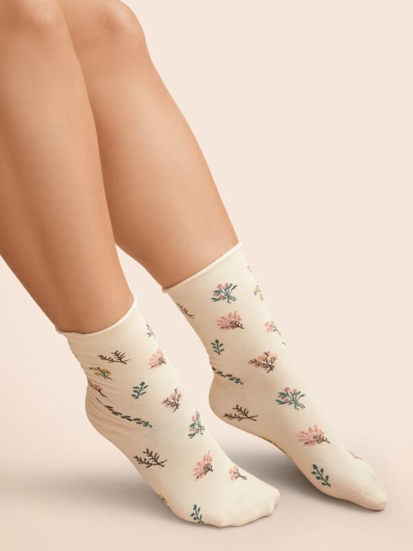 Floral Printed Three Pair Socks