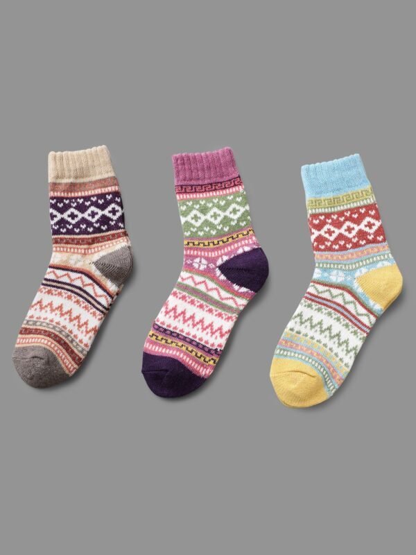 3 Pairs Geometric Textured Socks