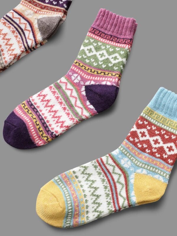 3 Pairs Geometric Textured Socks