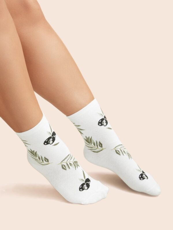 Plants Printed Three Pair Socks