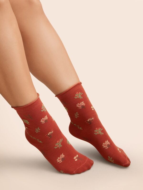Floral Printed Three Pair Socks