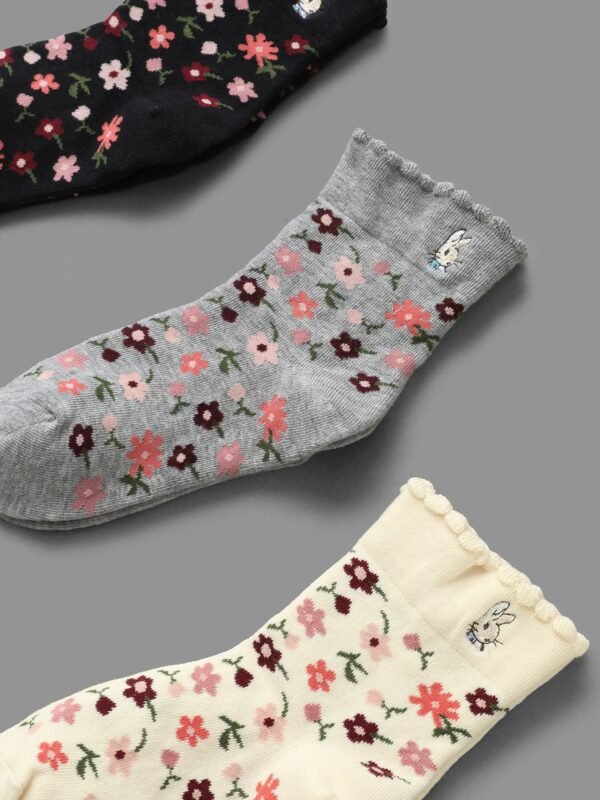 3 Pairs Ditsy Floral Mid-Calf Socks