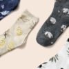 Plants Printed Three Pair Socks