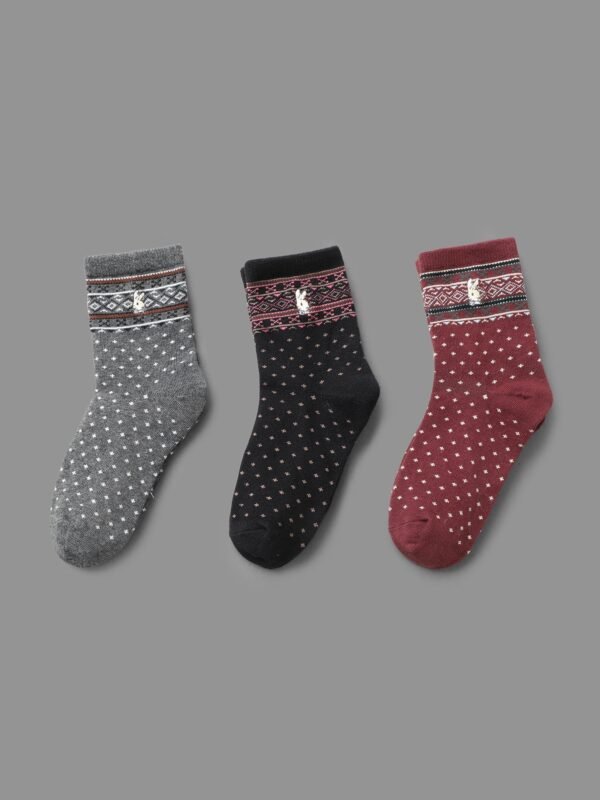 3 Pairs Vintage Rabbit Embroidered Mid-Calf Socks