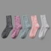 5pairs Plain Textured Mid-Calf Socks