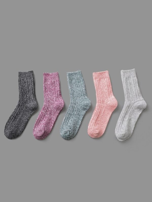 5pairs Plain Textured Mid-Calf Socks