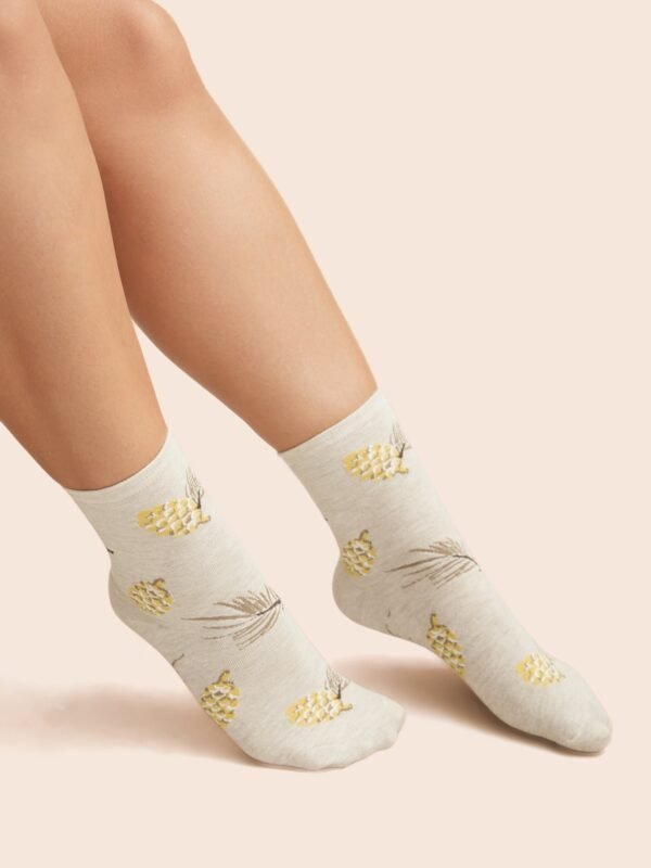Plants Printed Three Pair Socks