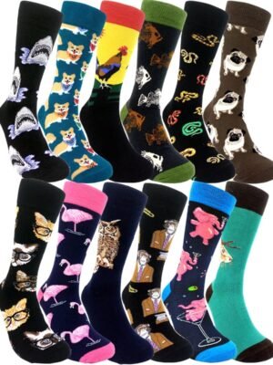 Mens Funny Pattern Dress Socks Crazy Design Cotton Socks Novelty Gifts for Men