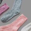 5pairs Plain Textured Mid-Calf Socks