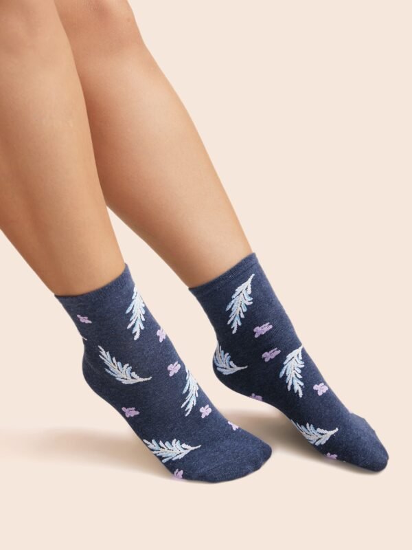 Plants Printed Three Pair Socks