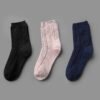 3 pairs Plain Textured Mid-Calf Socks