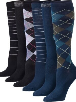 Tipi Toe Women’s Knee High Socks 6 Pack – Colorful Funky Patterned Long Socks, Soft & Comfortable Everyday Wear