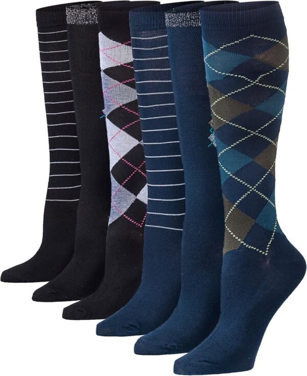 Tipi Toe Women’s Knee High Socks 6 Pack – Colorful Funky Patterned Long Socks, Soft & Comfortable Everyday Wear