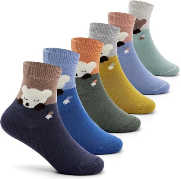 Boys Cotton Crew Socks Kids Seamless Toe Socks Colorful Quarter Socks 6 Pack