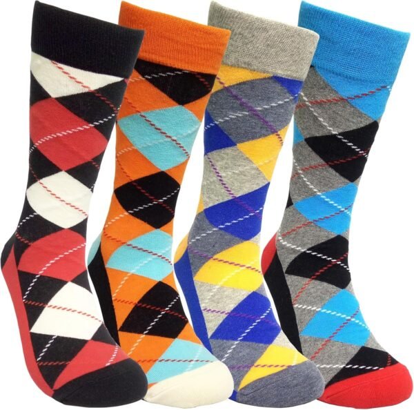 Funny Mens Colorful Dress Socks Crazy Design Argyle Striped Funky Pattern Cotton Socks for Men Gfits