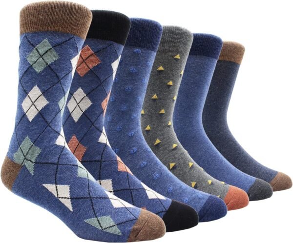 Mens Fun Dress Socks, Pattern Funny Casual Socks Pack, Colorful Striped Cotton Novelty Socks Size 10-13