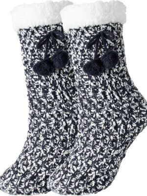 Women Non Slip Winter Thick Slipper Socks with Grippers Warm Fuzzy Socks Christmas Gifts